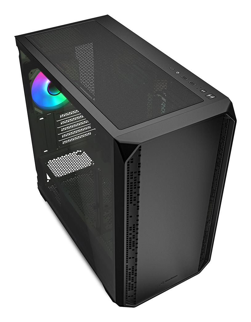 Sharkoon MK2 RGB Black Mesh Front Tempered Glass 4x 120mm ARGB PWM Fans USB-C BTF Micro-ATX Gaming PC Case Sharkoon