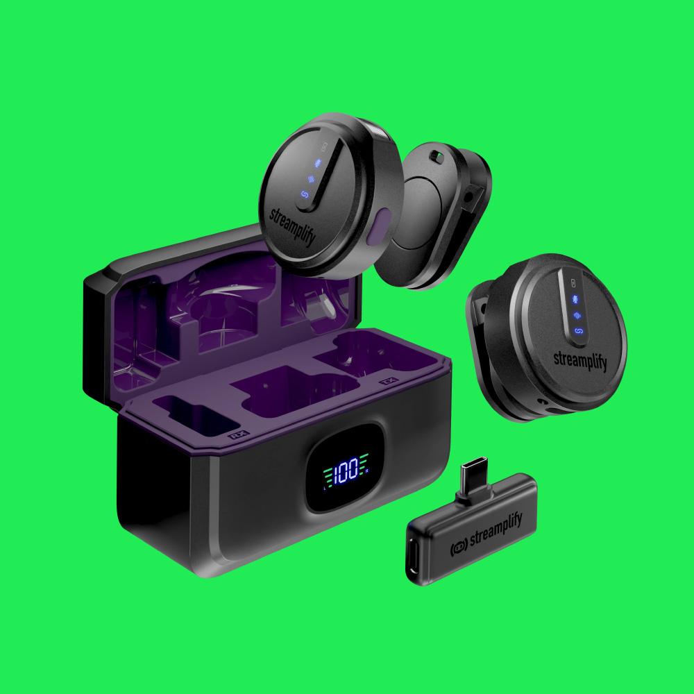 Streamplify MIC GO, Wireless Noice-Cancelling Microphone, compatibility with Android/iOS Streamplify
