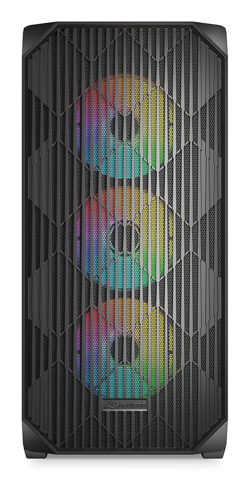 Sharkoon AK3 RGB Black Mesh Front Tempered Glass 4x 120mm ARGB PWM Fans USB-C BTF ATX Gaming PC Case Sharkoon