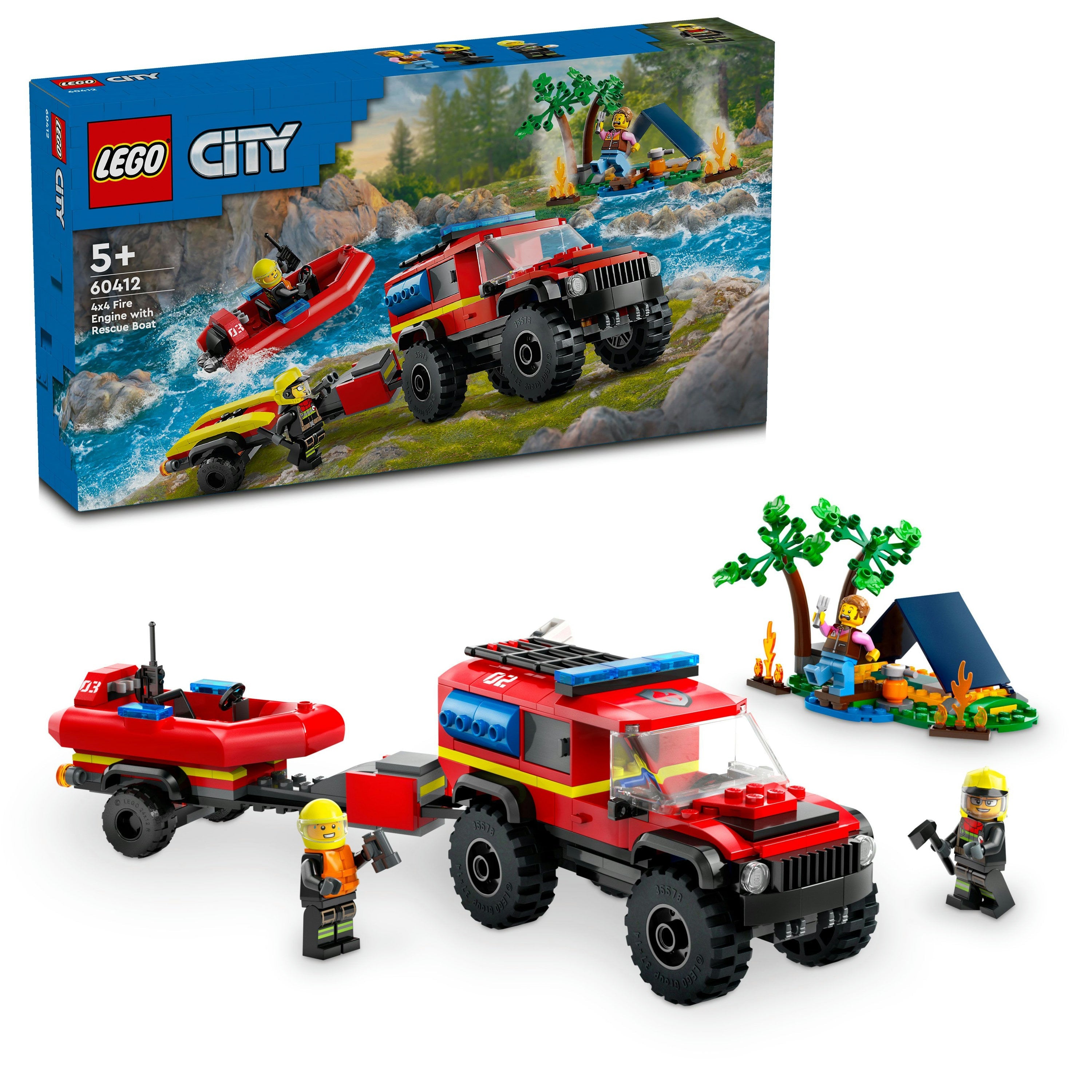 LEGO 60412 Stadsbrand Terrängfordon Med Räddningsbåt, Byggsats