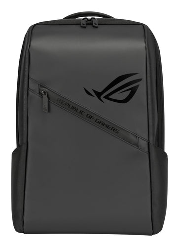 ASUS ROG Ranger 16 BP2501 rygsæk, sort – forside med ROG-logo og skrå lynlås