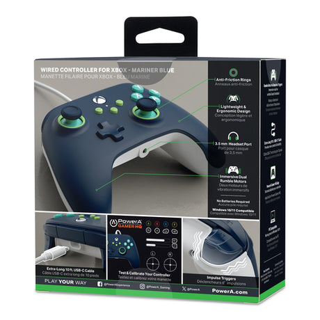 PowerA kablet controller – Mariner Blue – Xbox/PC – emballagens bagside