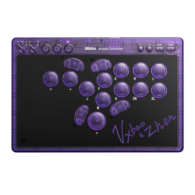 8BitDo Arcade Controller – Transparent Purple Signature Edition – produktbillede