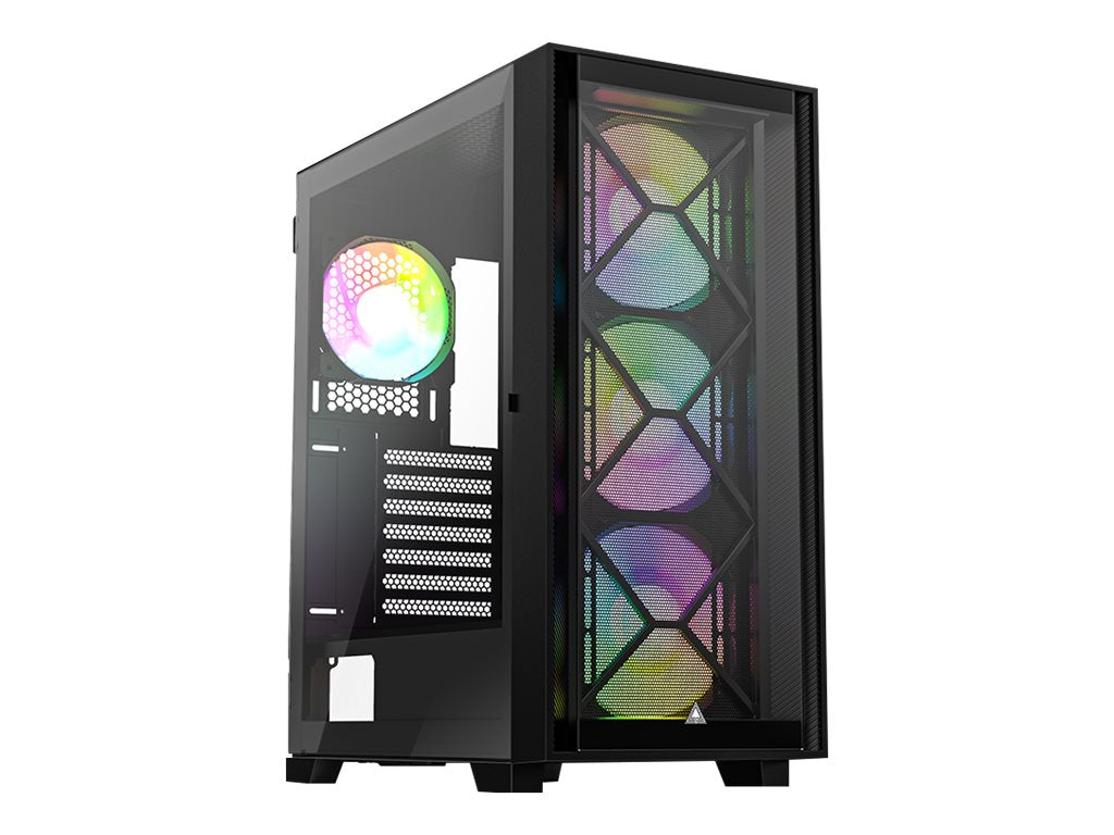 Montech Air 1000 Premium Black - Midi Tower, Härdat Glas, 3x 140mm+120mm ARGB-fläkt, 2x Frontpaneler