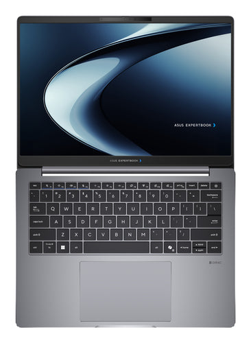 ASUS ExpertBook P5 G2 PM5406CGA-SF0163X – taster og arbejdsflade set ovenfra (vinkel 2); tastaturlayout illustrativt