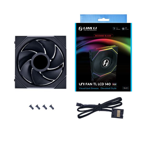 Lian Li UNI FAN TL LCD Reverse, Svart - 140mm