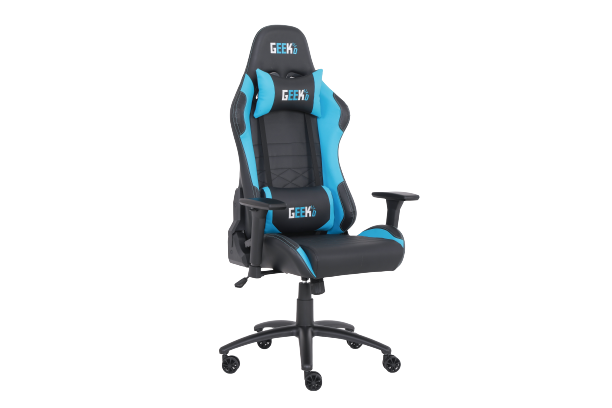 Geekd Vulcan Gaming Chair Svart/Blå - Topp PU-läder - Upp Till 120 KG