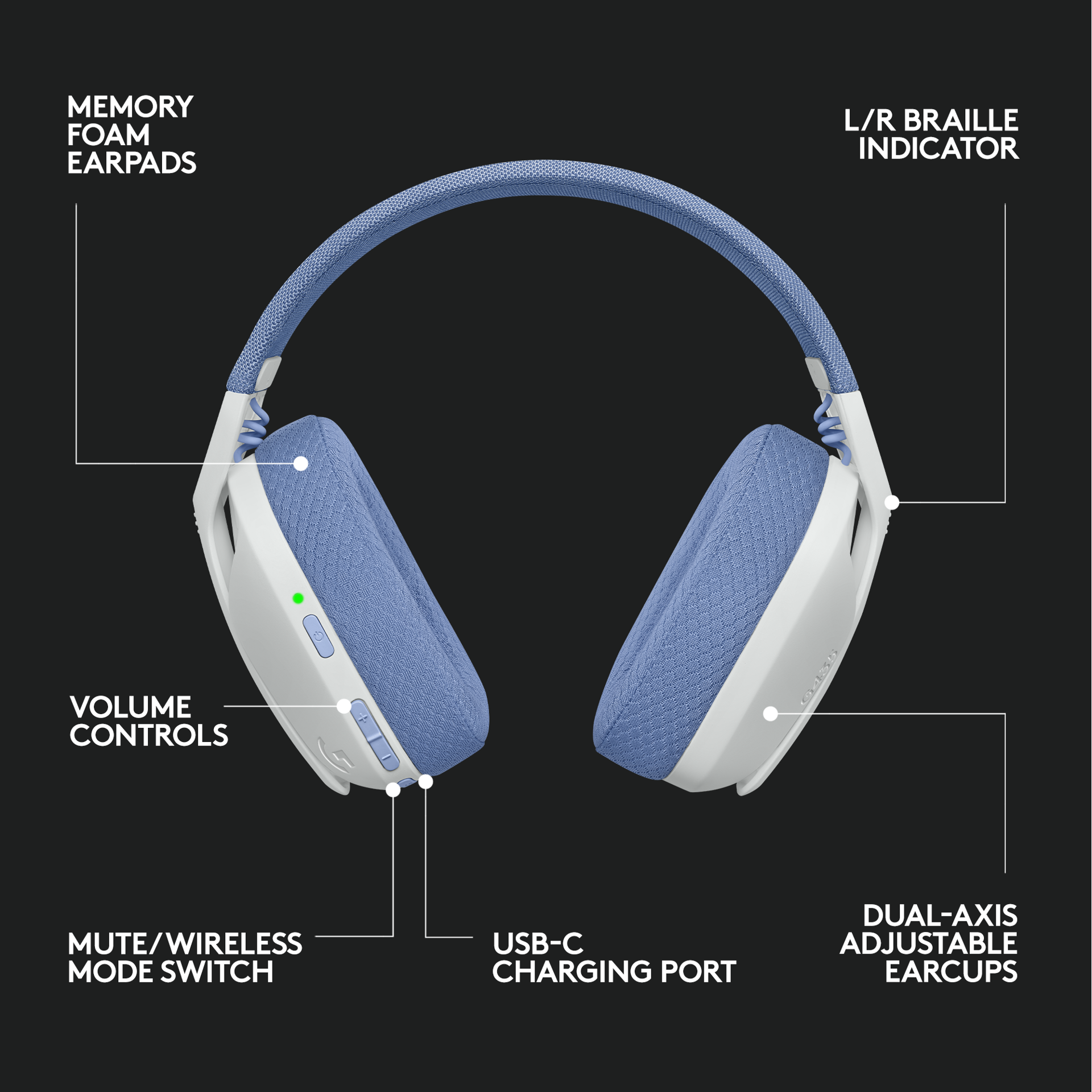 Logitech - G435 Lightspeed Wireless Gaming Headset - Vit