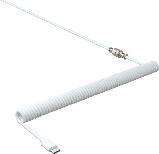Xtrfy-kabel, USB-C till USB-A med kontakt, spiralformad, flätad, vit