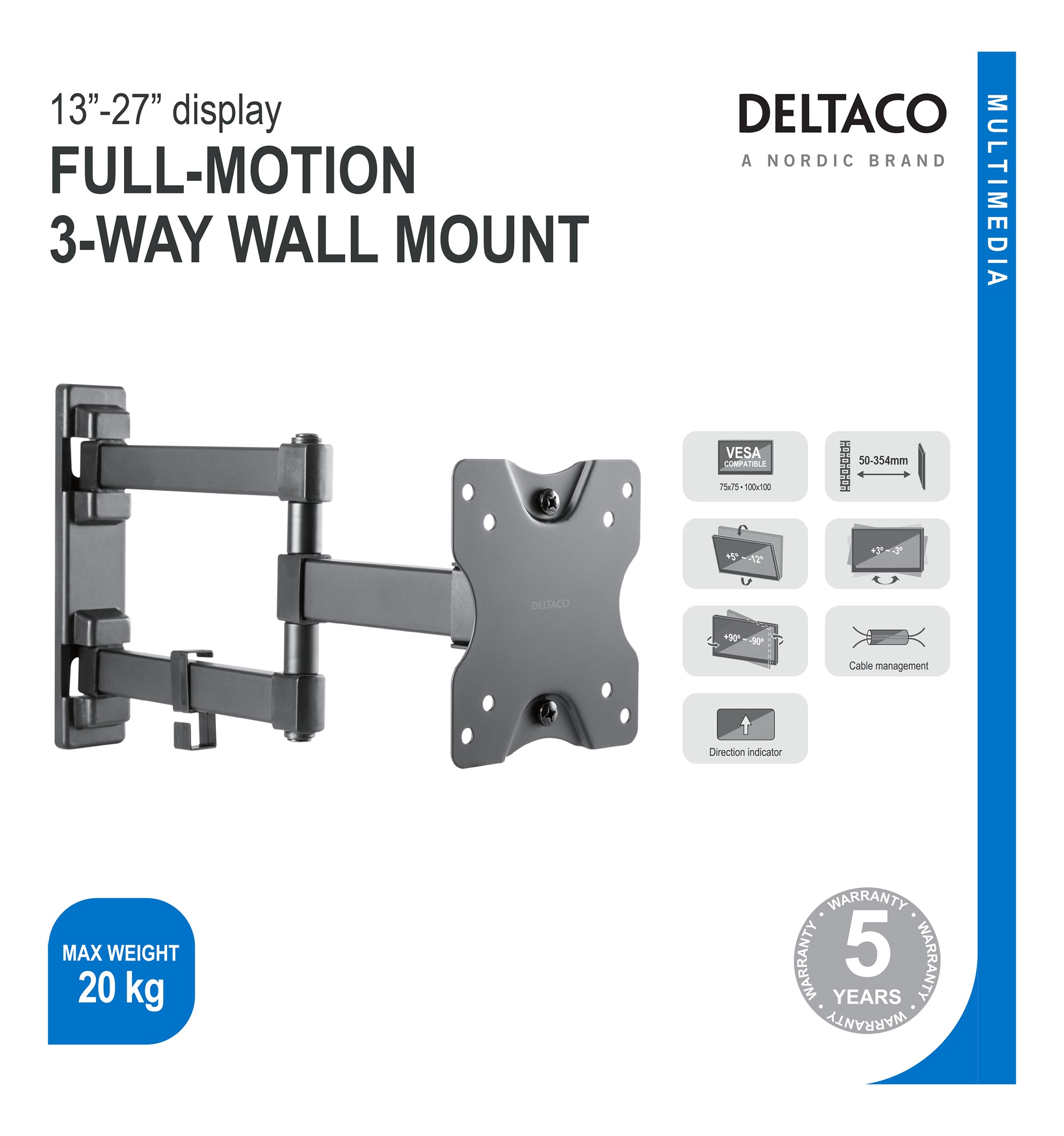 DELTACO ARM-1204 Fäste TV / Monitor 13-27