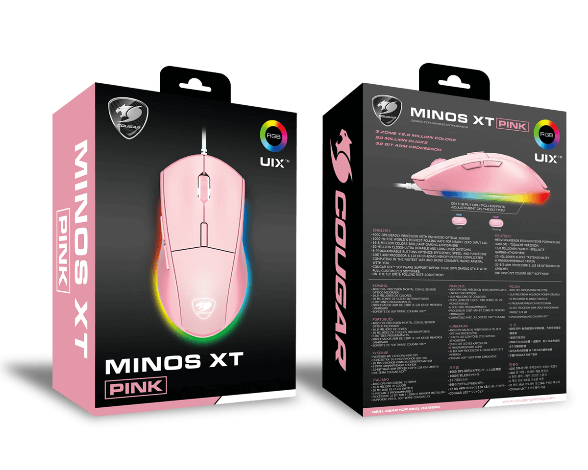 Cougar Mouse Minos XT Pink Gaming-mus