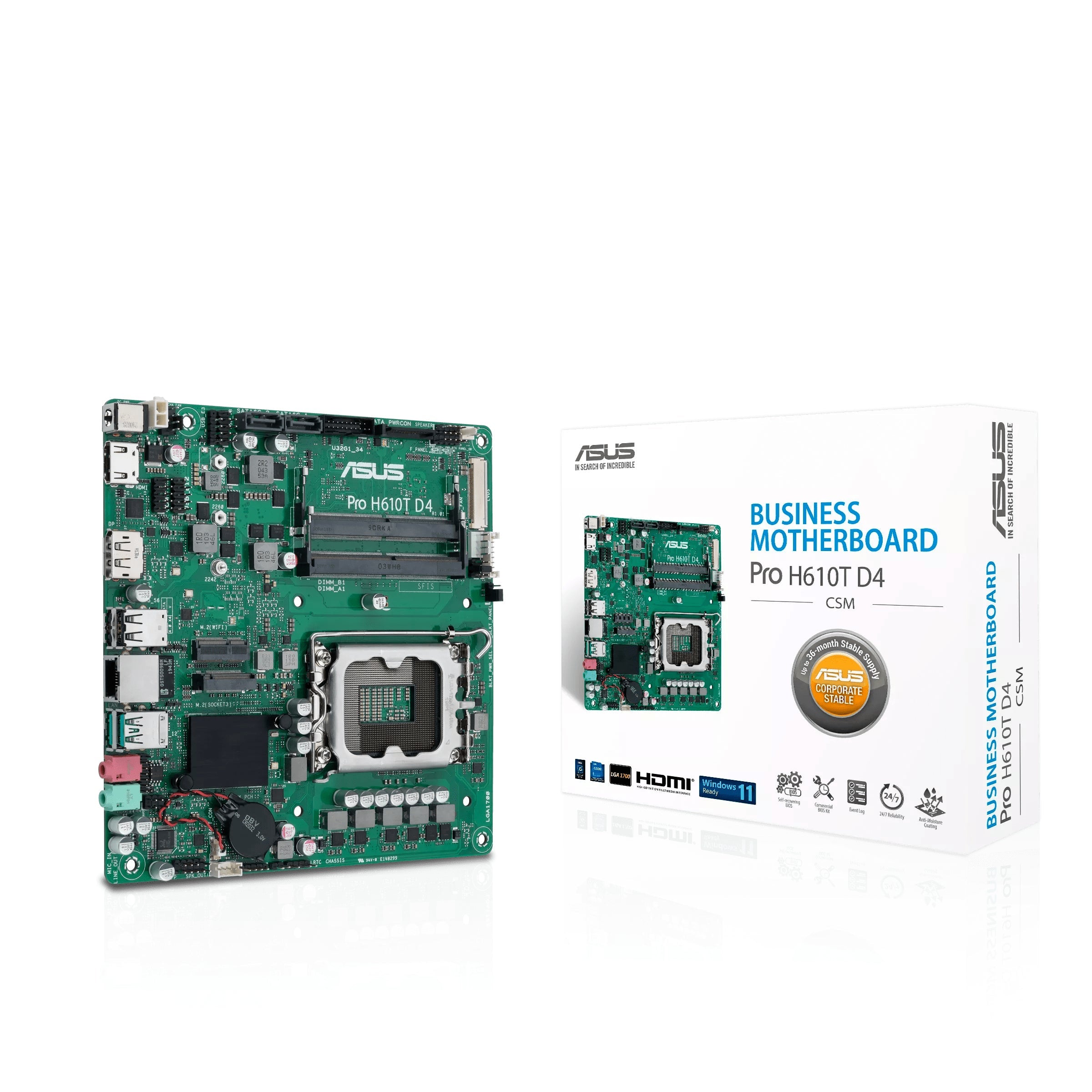 ASUS PRO H610T D4-CSM (Tunn Mini-ITX, H610, LGA 1700, DDR4)