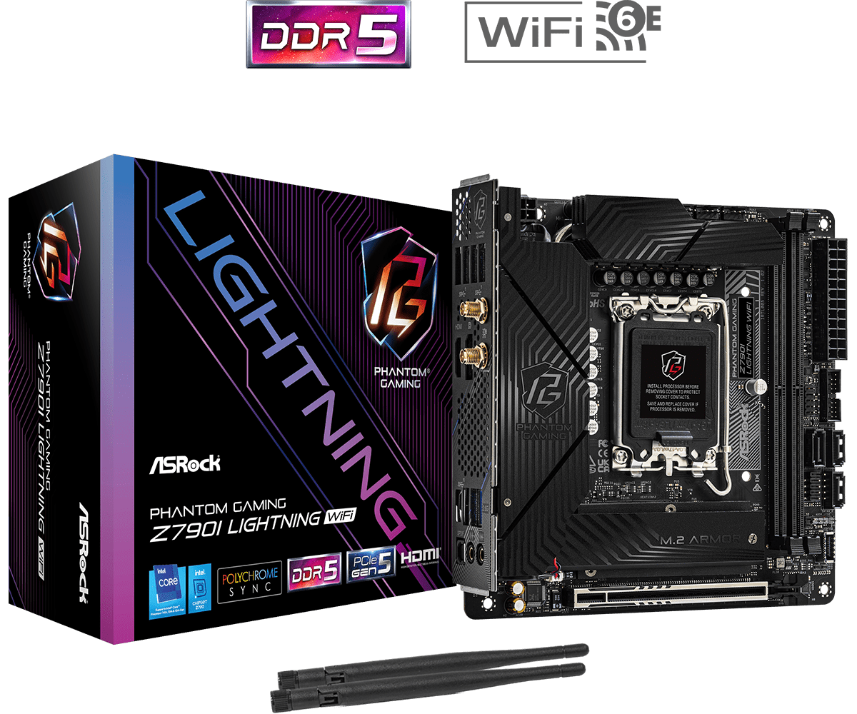 ASRock Phantom Gaming Z690I LIGHTNING WIFI Mini ITX LGA1700 Uttag Intel Z790