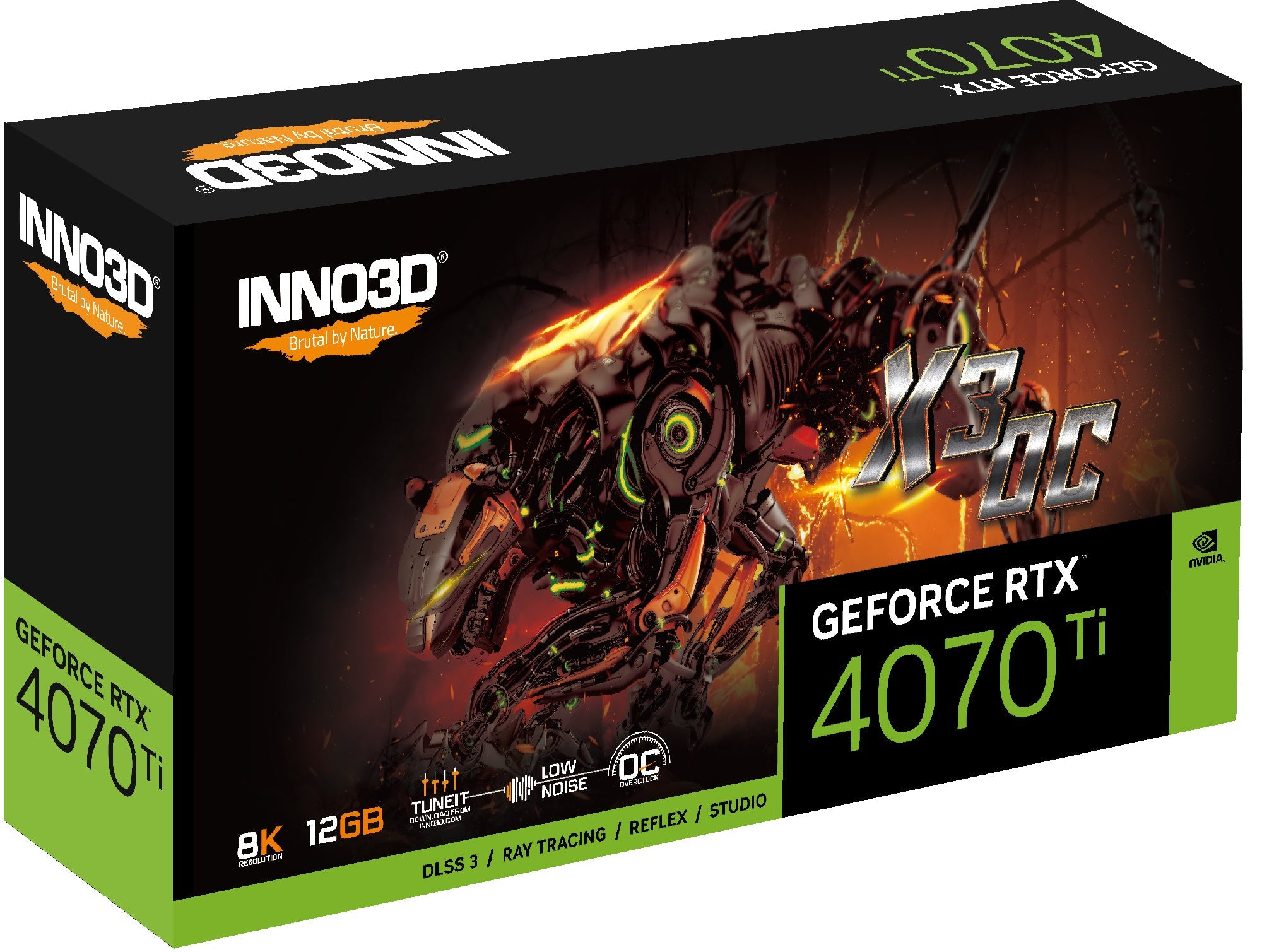 Inno3D GeForce RTX 4070 Ti X3 OC - 12GB GDDR6X RAM - Grafikkort