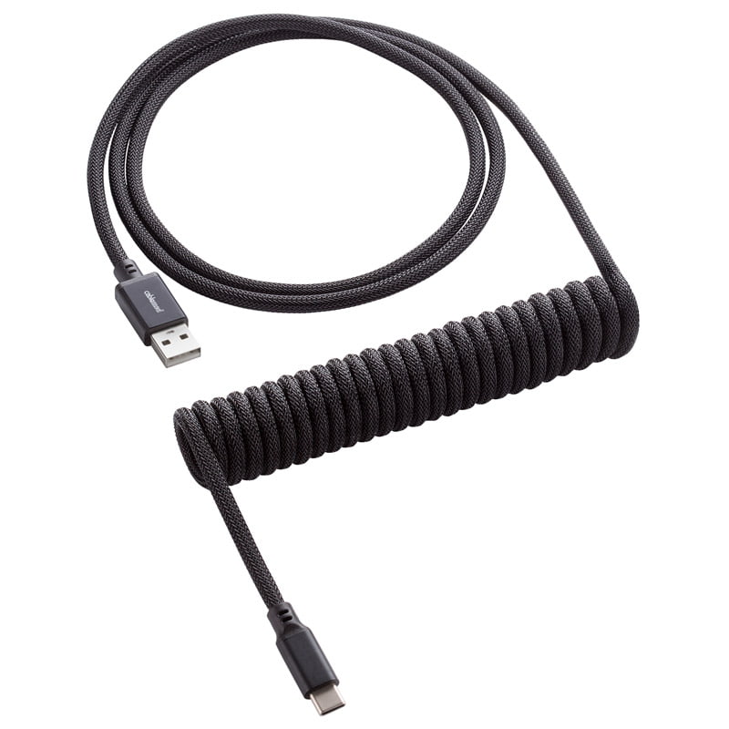 CableMod Classic Coiled Keyboard Kabel USB-C Till USB Typ A, Midnight Black - 150cm