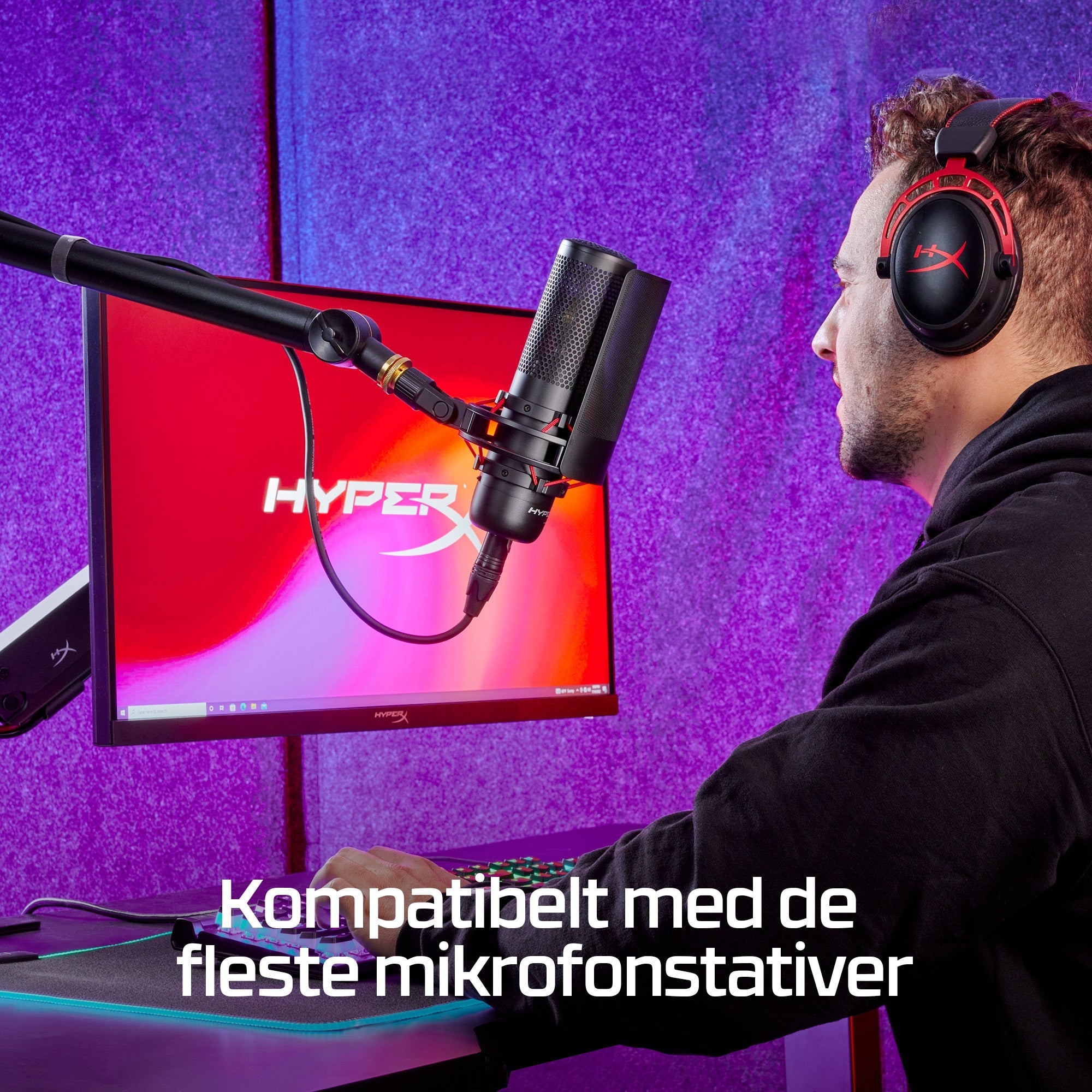 HyperX ProCast Mikrofonkabel -38dB Cardioid Svart Röd