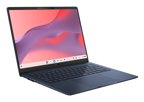 ASUS Chromebook CM14 CM1406CM4A-LY0051 – set skråt forfra; tastaturlayout illustrativt