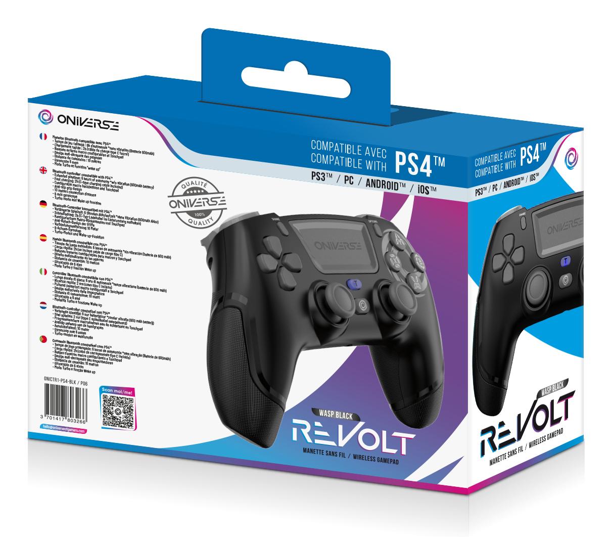ONIVERSE PS4 Wireless Revolt Bluetooth Controller Wasp - Black ONIVERSE