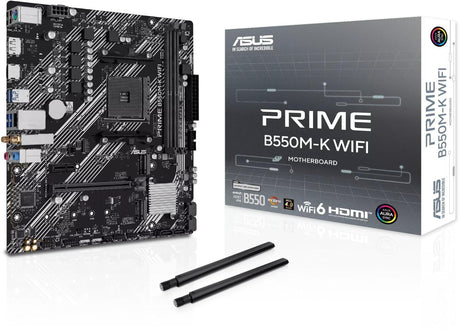 ASUS PRIME B550M-K WIFI – bundkort med emballage og antenner