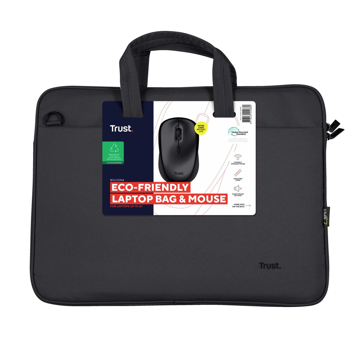 TRUST BOLOGNA BAG AND MOUSE SET - BLACK TRUST