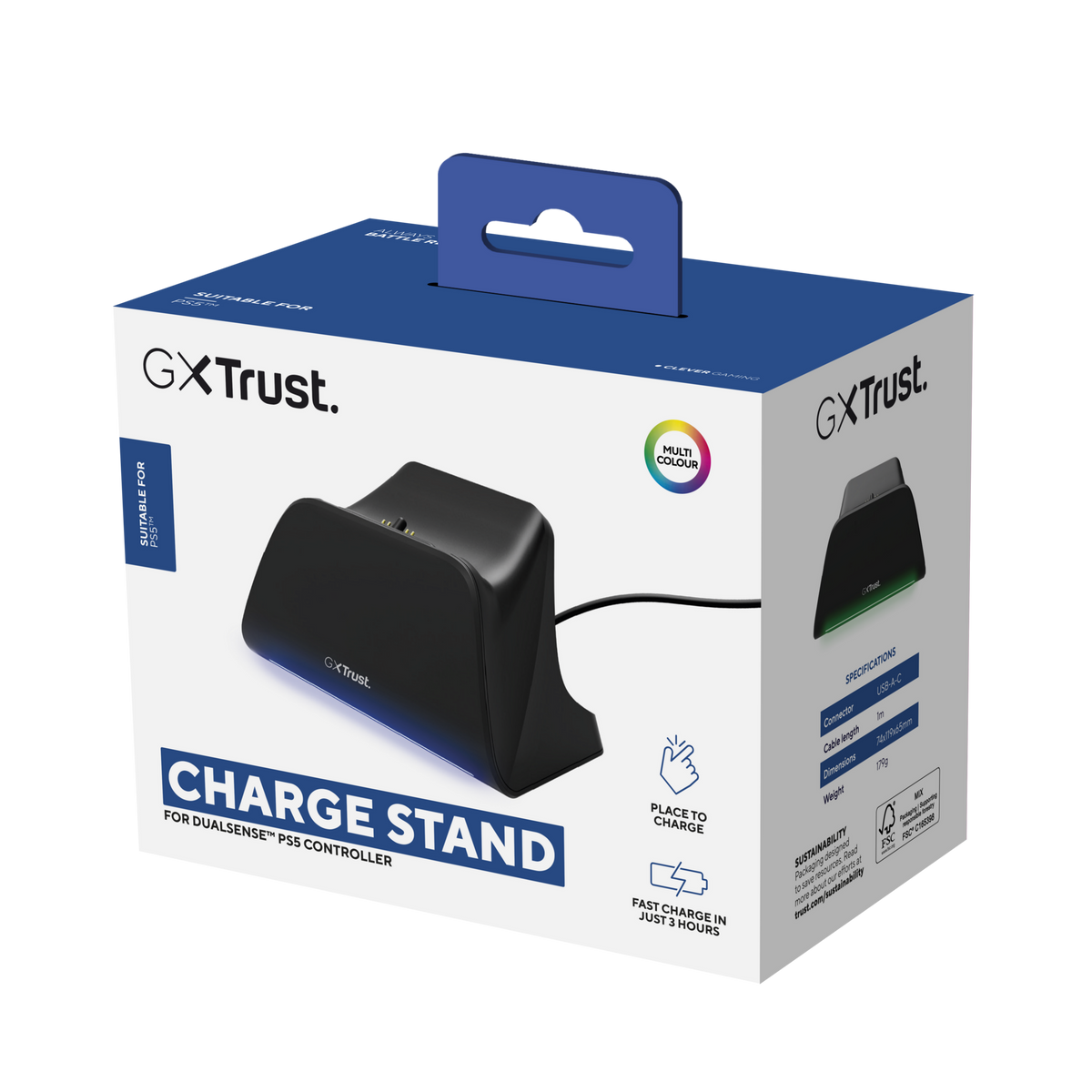 Trust GXT 255 – sort opladningsstander til PS5 – emballage, forside