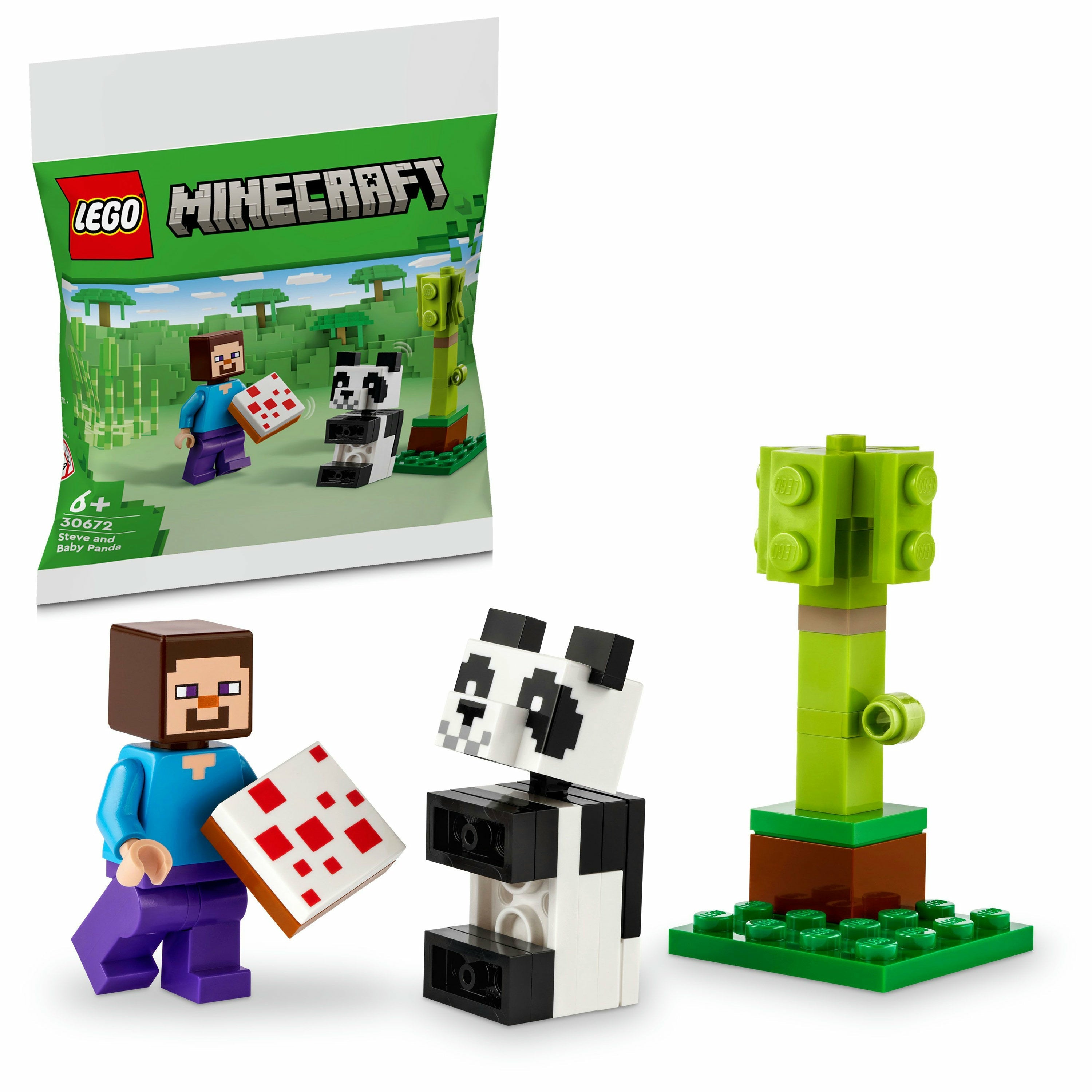 LEGO 30672 Minecraft Steve Med Baby Panda, Byggleksak