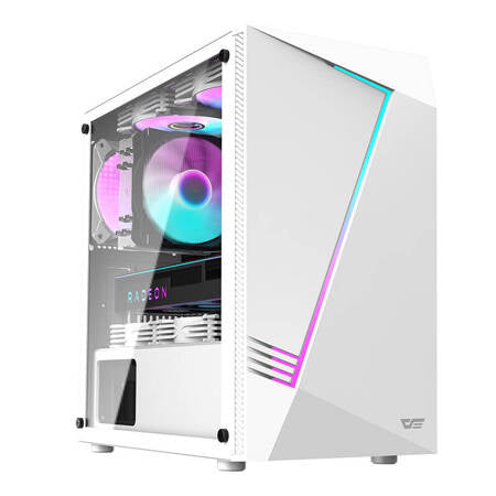 Datorfodral Aigo AL390 + RGB-fläkt (vit)