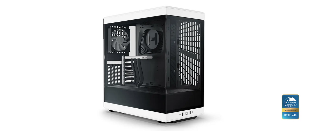 HYTE Y40 Black/White Miditower - Panoramaglasslöja, inkluderad PCIe 4.0-stigkabel, 2 inkluderade fläktar