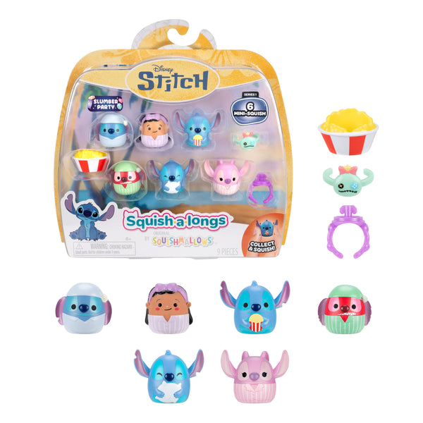 Squish-a-longs Disney Stitch – 6 minifigurer 2,5 cm