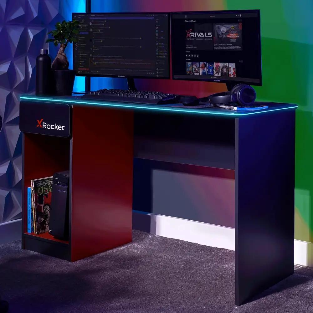 XROCKER CARBON-TEK DESK MED TRÅDLÖS LADDNING OCH NEO FIBER LED
