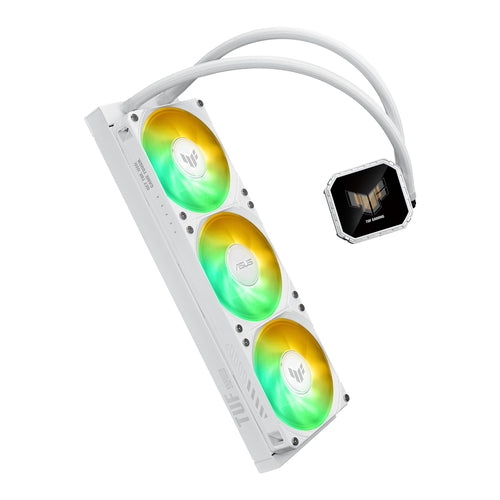 ASUS TUF Gaming LC III 360 ARGB LCD – radiator og pumpe set skråt fra siden