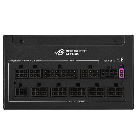 ASUS ROG Strix 850W Platinum – modulære kabelstik set forfra