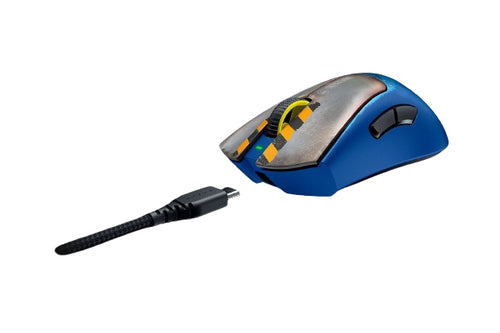Razer DeathAdder V3 Pro – Fortnite Edition – Trådløs mus – mus og kabel skråt forfra