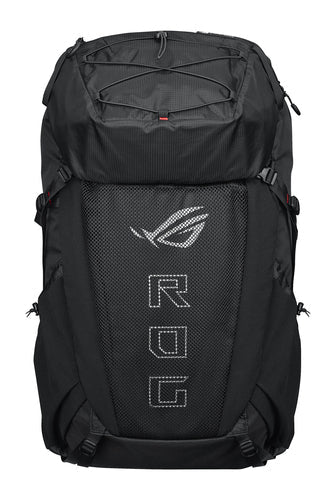 ASUS ROG Archer ErgoAir BP3800 – sort rygsæk set forfra med aftagelig toplomme