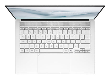 ASUS Zenbook S14 UX5406AA-SU236W Copilot+ PC – taster og arbejdsflade set ovenfra; tastaturlayout illustrativt