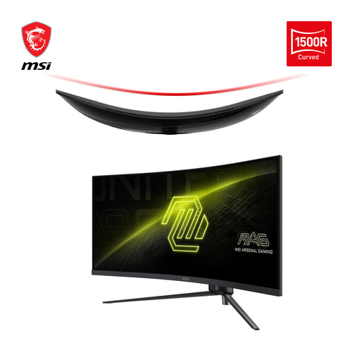 MSI MAG 345CQRDE – 34″ ultrawide-gamingskærm, 180 Hz – skærmens buede form