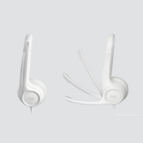 Logitech - H390 Wired Headset for PC/Laptop, Stereo Headphones with Noise Cancelling Microphone, USB-A WHITE