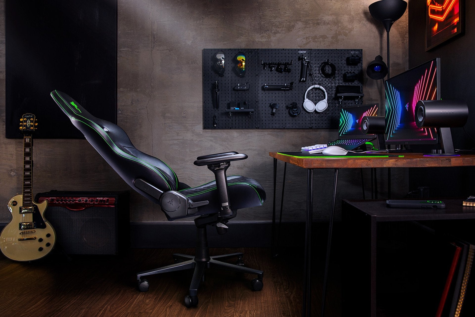 Razer Enki Black Green Gaming Stol