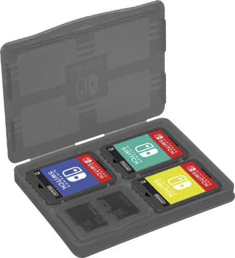 Nacon spilkortetui åbnet med Nintendo Switch-spil og plads til microSD-kort