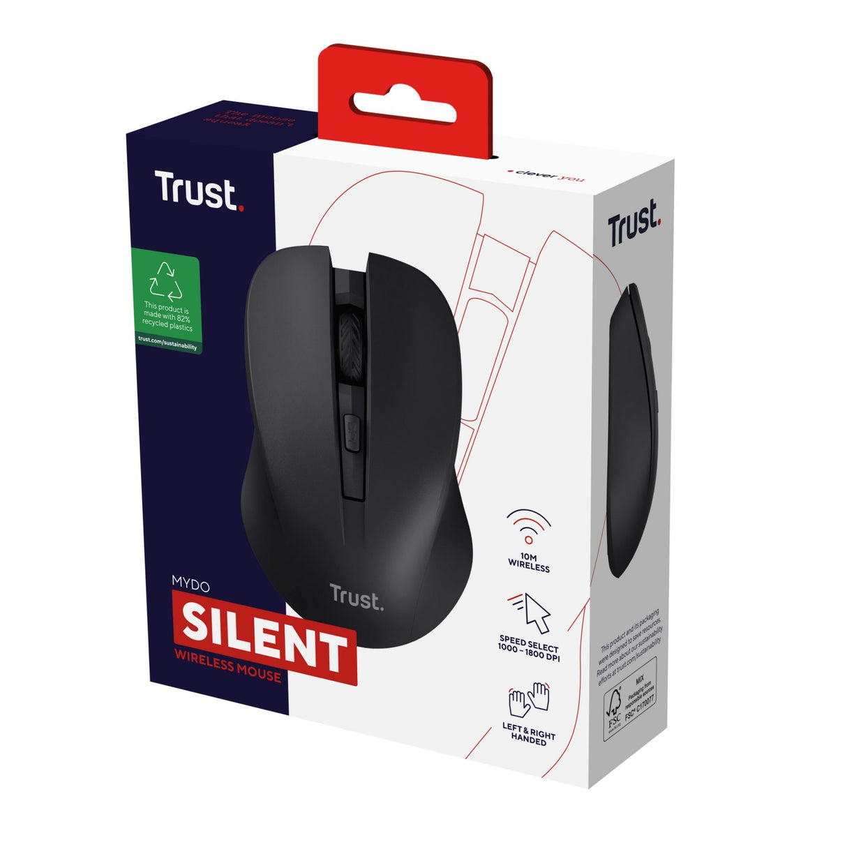 TRUST MYDO SILENT TRÅDLÖS MUS - SVART