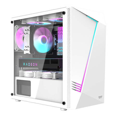 Datorfodral Aigo AL390 + RGB-fläkt (vit)