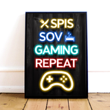 Affisch "Äta, Sova, Spela, Upprepa"