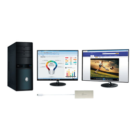 j5create JCD381-N – USB-C-dock med to HDMI-udgange – Desktopopsætning som eksempel