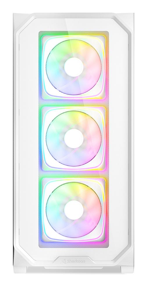 Sharkoon AK5G RGB White Panoramic Dual Tempered Glass 4x 120mm ARGB PWM Fans USB-C BTF ATX Gaming PC Case Sharkoon