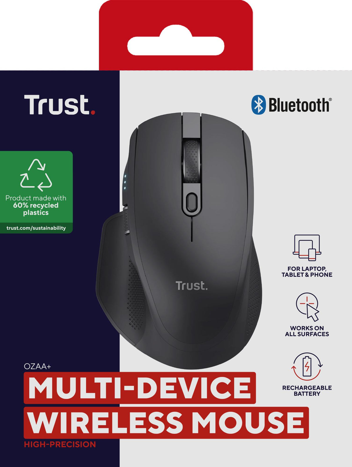 TRUST OZAA+ MULTI-CONNECT TRÅDLØS MUS - SORT