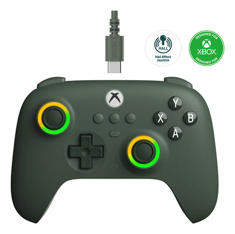 8BitDo Ultimate C Wired – Xbox/PC-controller, mørkegrøn – Mørkegrøn controller forfra
