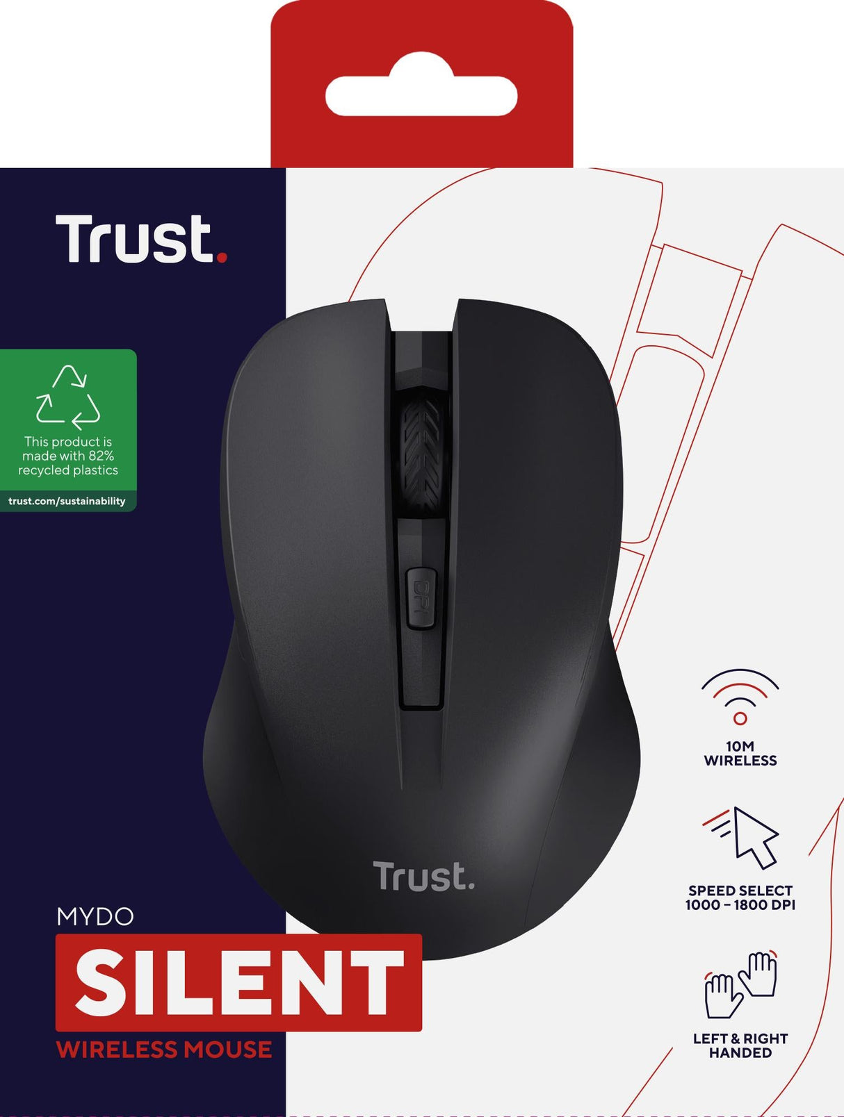 TRUST MYDO SILENT TRÅDLÖS MUS - SVART