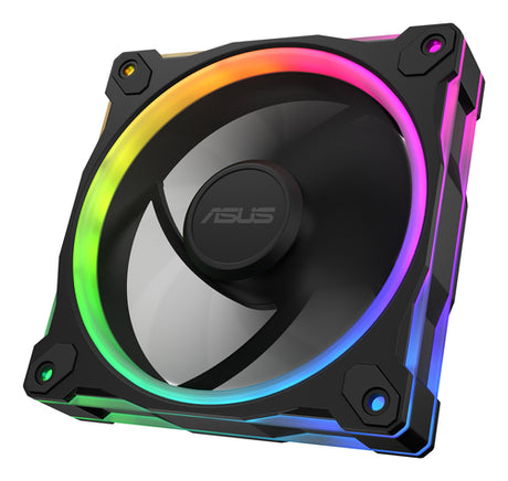 ASUS Prime MR120 ARGB – ARGB-belyst front fra en anden vinkel