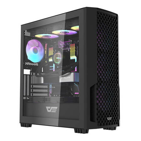Datorfodral Darkflash DF2100 + 4 ARGB-fläktar (svart)