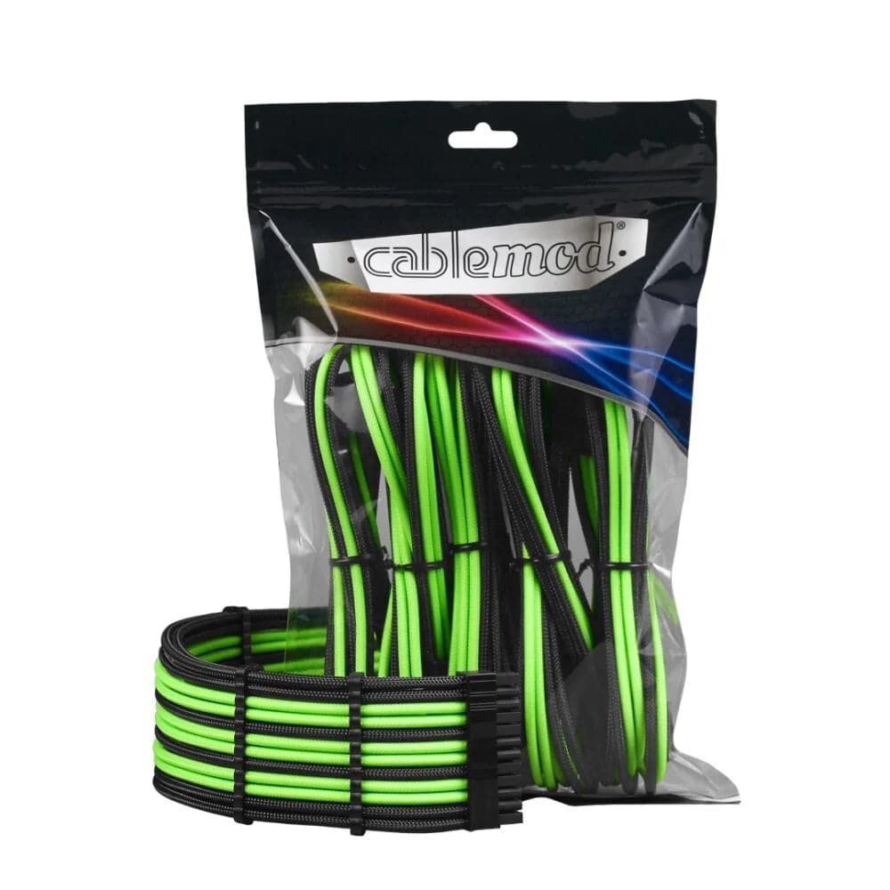CableMod PRO ModMesh Kabelförlängningssats - Svart/Ljusgrön